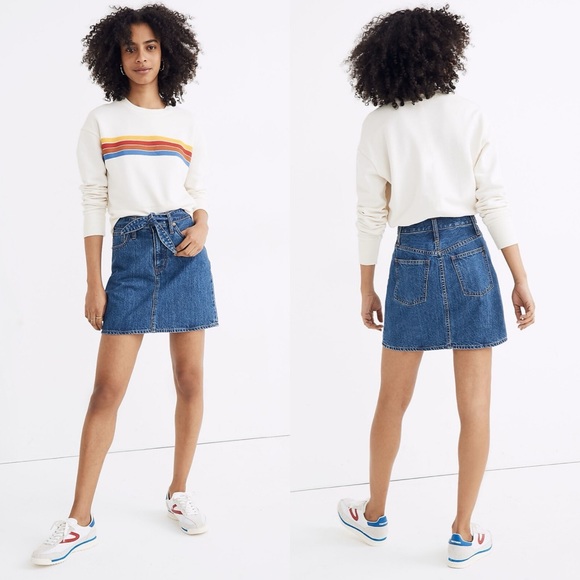 Madewell Rigid Denim Straight Mini Skirt in Haydel Wash: Tie-Waist Edition - Picture 8 of 8